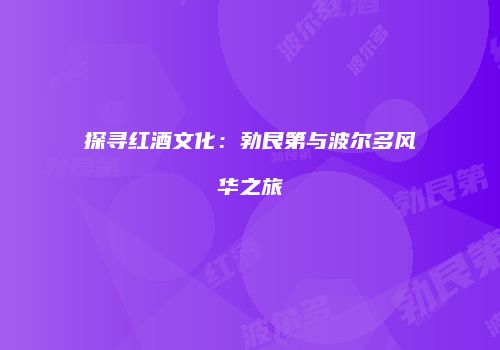 探寻红酒文化：勃艮第与波尔多风华之旅