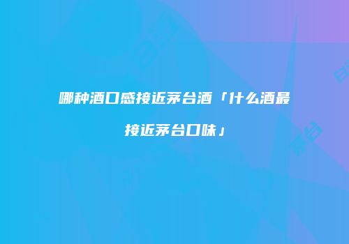 哪种酒口感接近茅台酒「什么酒最接近茅台口味」