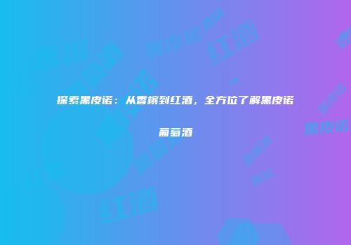 探索黑皮诺：从香槟到红酒，全方位了解黑皮诺葡萄酒