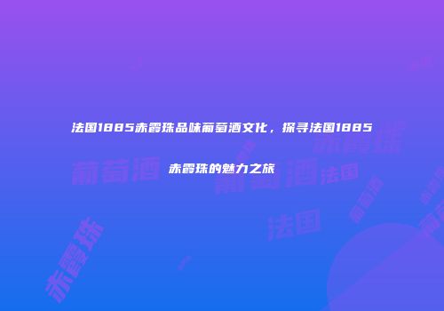 法国1885赤霞珠品味葡萄酒文化，探寻法国1885赤霞珠的魅力之旅