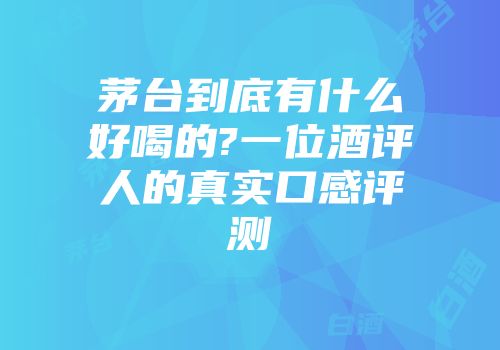 茅台到底有什么好喝的?一位酒评人的真实口感评测