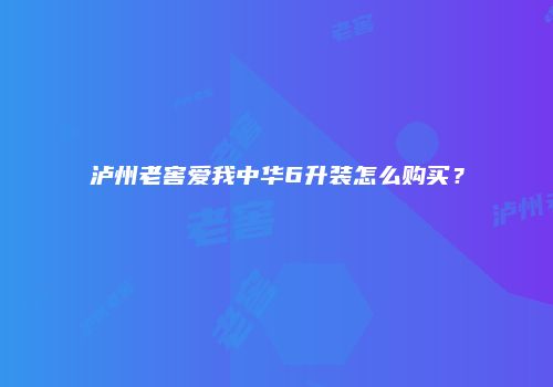 泸州老窖爱我中华6升装怎么购买？