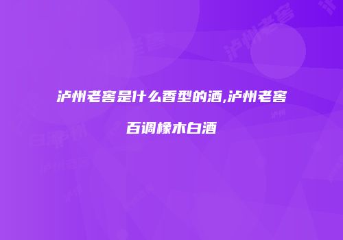 泸州老窖是什么香型的酒,泸州老窖百调橡木白酒