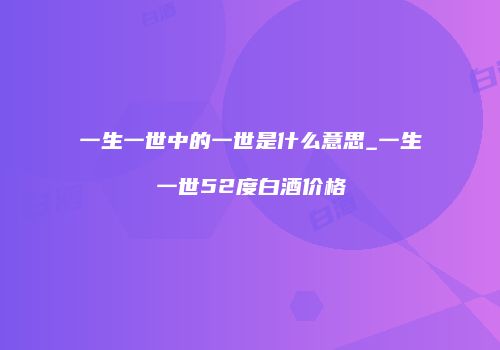 一生一世中的一世是什么意思_一生一世52度白酒价格