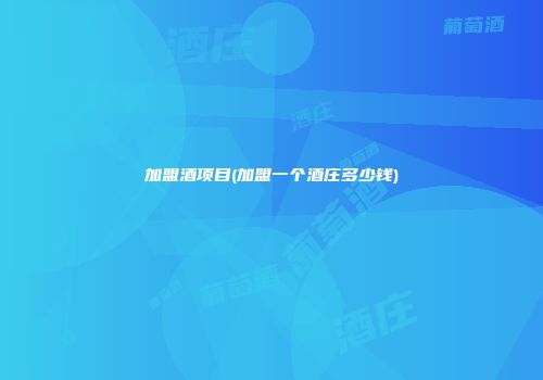 加盟酒项目(加盟一个酒庄多少钱)