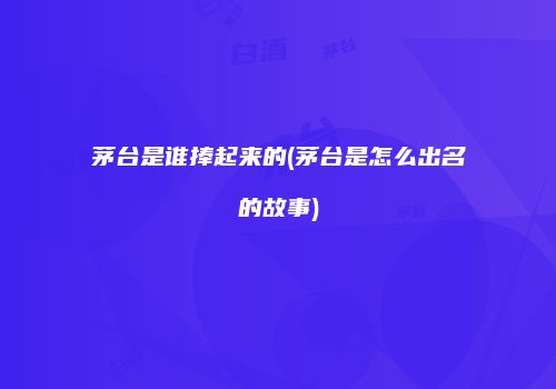 茅台是谁捧起来的(茅台是怎么出名的故事)