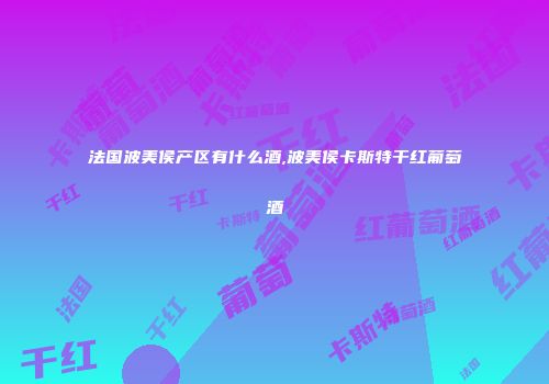 法国波美侯产区有什么酒,波美侯卡斯特干红葡萄酒