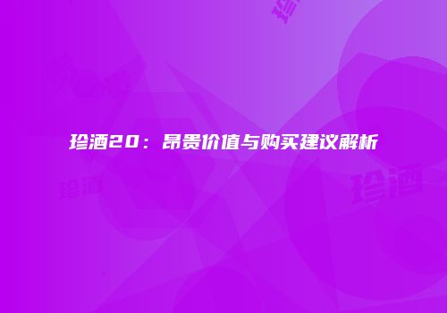 珍酒20：昂贵价值与购买建议解析
