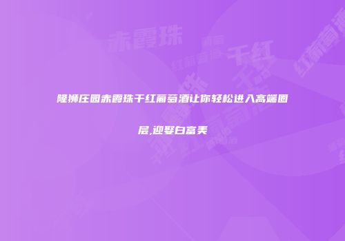 隆狮庄园赤霞珠干红葡萄酒让你轻松进入高端圈层,迎娶白富美