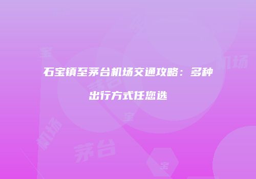 石宝镇至茅台机场交通攻略：多种出行方式任您选