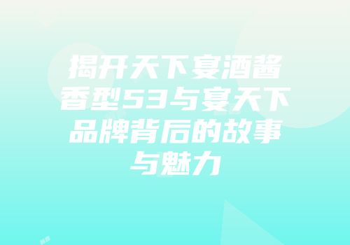 揭开天下宴酒酱香型53与宴天下品牌背后的故事与魅力