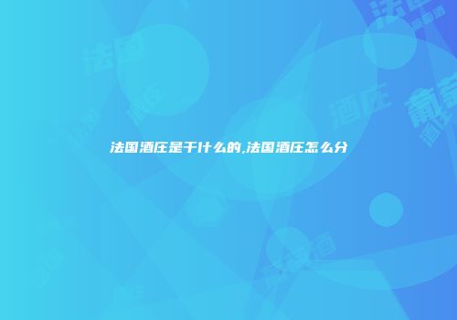 法国酒庄是干什么的,法国酒庄怎么分