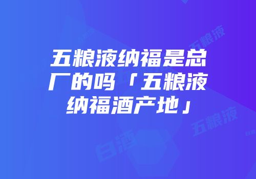 五粮液纳福是总厂的吗「五粮液纳福酒产地」