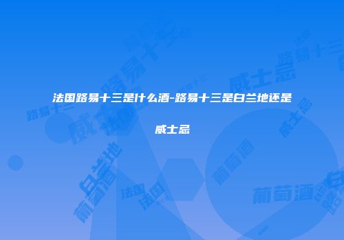 法国路易十三是什么酒-路易十三是白兰地还是威士忌