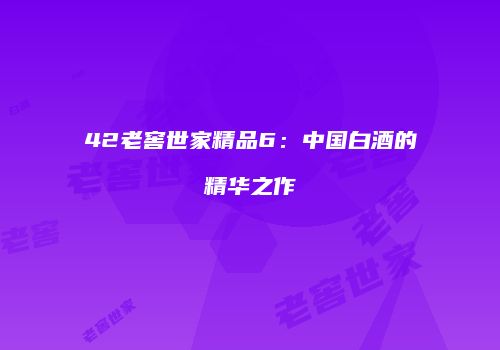 42老窖世家精品6：中国白酒的精华之作
