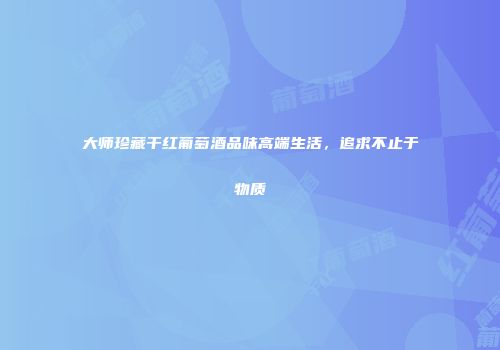 大师珍藏干红葡萄酒品味高端生活，追求不止于物质