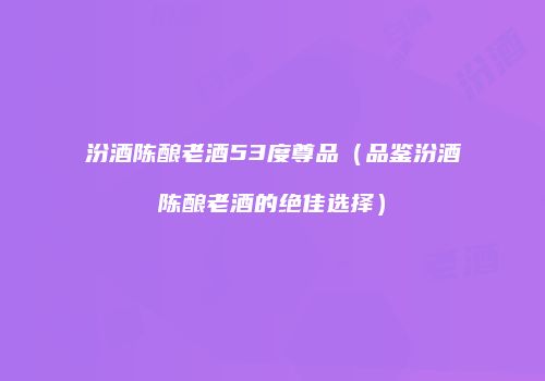 汾酒陈酿老酒53度尊品（品鉴汾酒陈酿老酒的绝佳选择）