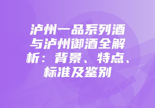 泸州一品系列酒与泸州御酒全解析：背景、特点、标准及鉴别