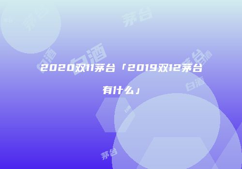 2020双11茅台「2019双12茅台有什么」