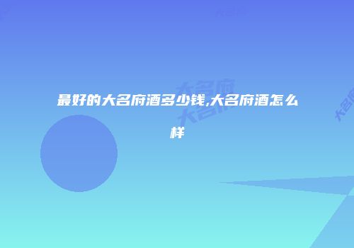 最好的大名府酒多少钱,大名府酒怎么样