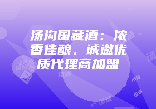 汤沟国藏酒：浓香佳酿，诚邀优质代理商加盟