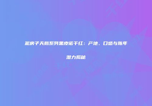 泥房子天鹅系列黑皮诺干红：产地、口感与陈年潜力揭秘