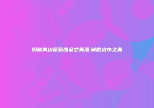 探秘黄山葡萄园品尝美酒,领略山水之美