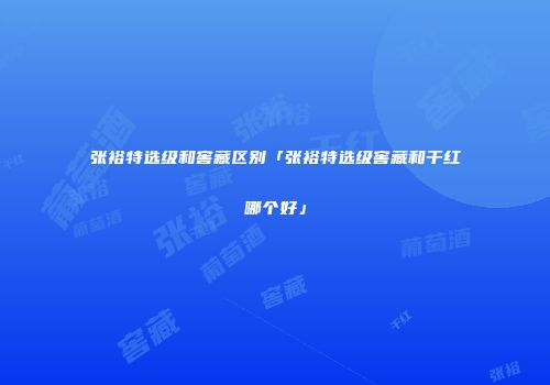 张裕特选级和窖藏区别「张裕特选级窖藏和干红哪个好」