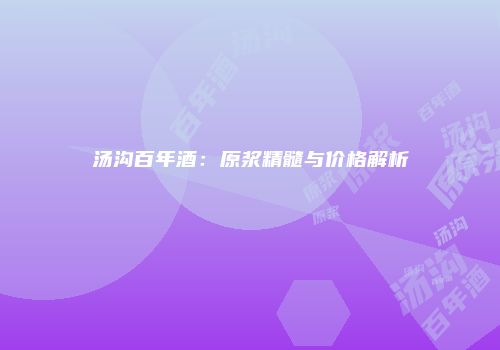 汤沟百年酒：原浆精髓与价格解析