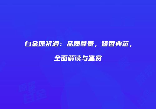 白金原浆酒：品质尊贵，酱香典范，全面解读与鉴赏