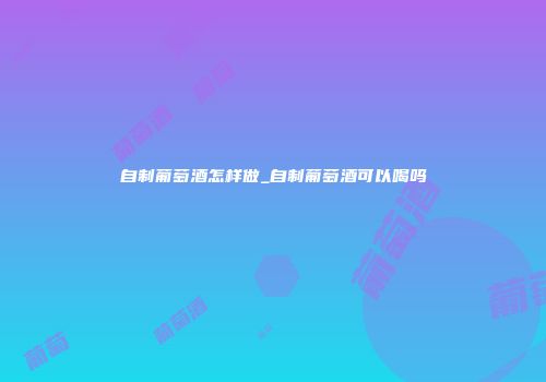 自制葡萄酒怎样做_自制葡萄酒可以喝吗