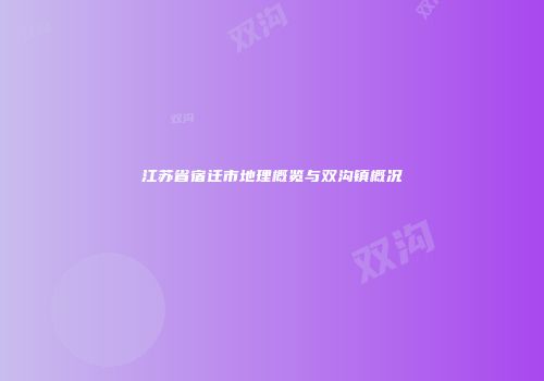 江苏省宿迁市地理概览与双沟镇概况