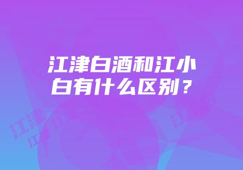 江津白酒和江小白有什么区别？