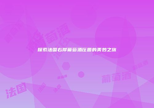 探索法国右岸葡萄酒庄园的美妙之旅