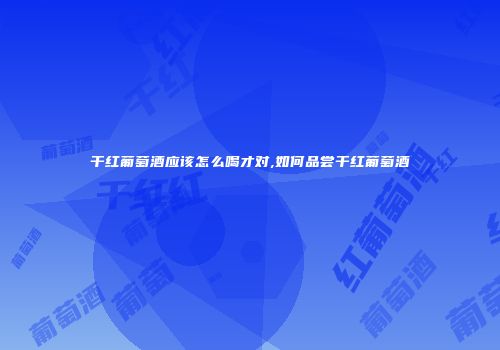 干红葡萄酒应该怎么喝才对,如何品尝干红葡萄酒