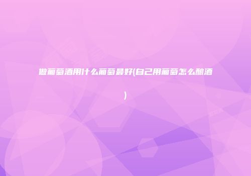 做葡萄酒用什么葡萄最好(自己用葡萄怎么酿酒)