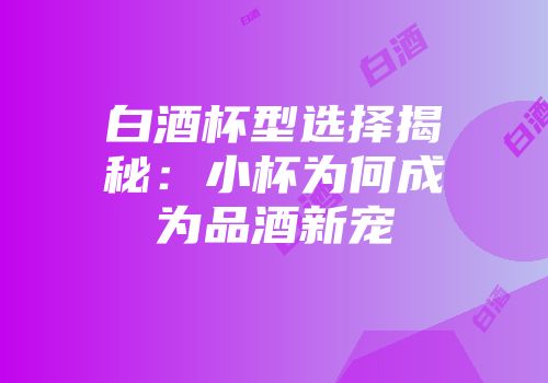 白酒杯型选择揭秘：小杯为何成为品酒新宠