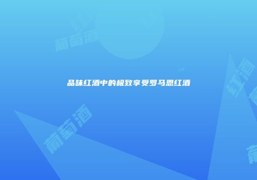 品味红酒中的极致享受罗马恩红酒