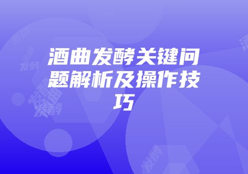 酒曲发酵关键问题解析及操作技巧