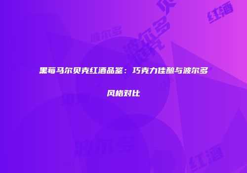 黑莓马尔贝克红酒品鉴：巧克力佳酿与波尔多风格对比