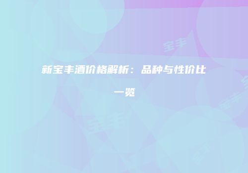 新宝丰酒价格解析：品种与性价比一览