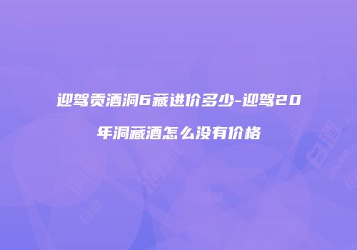迎驾贡酒洞6藏进价多少-迎驾20年洞藏酒怎么没有价格