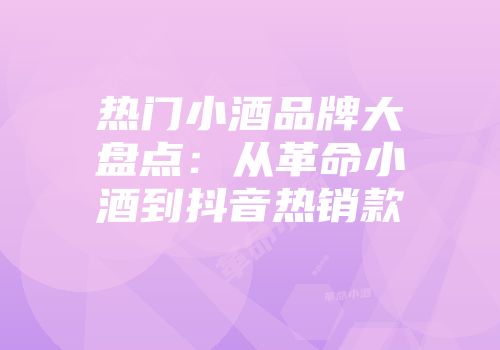热门小酒品牌大盘点：从革命小酒到抖音热销款