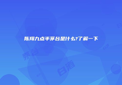 陈翔九点半茅台是什么?了解一下