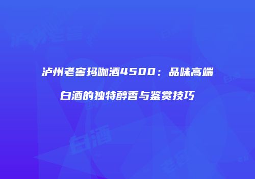 泸州老窖玛咖酒4500：品味高端白酒的独特醇香与鉴赏技巧