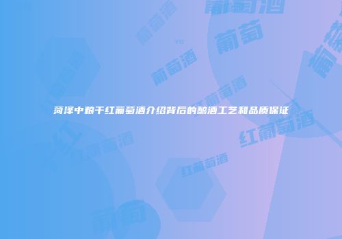 菏泽中粮干红葡萄酒介绍背后的酿酒工艺和品质保证