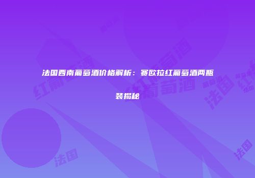 法国西南葡萄酒价格解析：赛欧拉红葡萄酒两瓶装揭秘