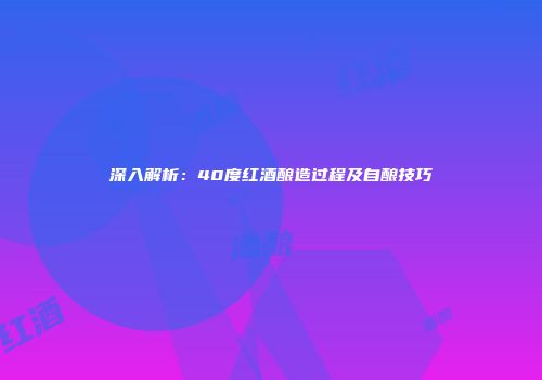 深入解析：40度红酒酿造过程及自酿技巧