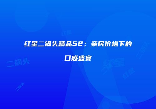 红星二锅头精品52：亲民价格下的口感盛宴
