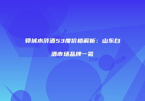 郓城水浒酒53度价格解析：山东白酒市场品牌一览